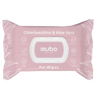 Mubo Chlorhexidine & Aloe Vera Pet Wipes 40szt. - chusteczki z chlorheksydyną i aloesem dla psa i kota, 20x30cm