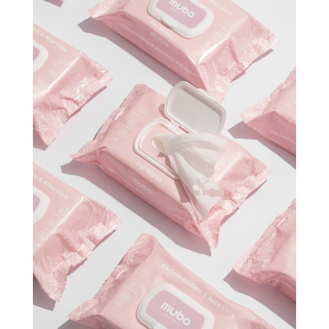 Mubo Chlorhexidine & Aloe Vera Pet Wipes 40szt. - chusteczki z chlorheksydyną i aloesem dla psa i kota, 20x30cm