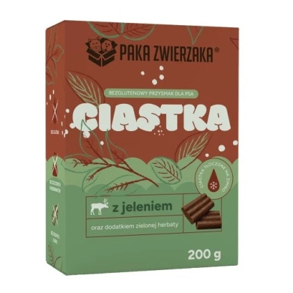 Paka Zwierzaka Ciastka Jeleń z Zieloną Herbatą 200 g – bezglutenowe ciastka dla psa