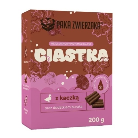 Paka Zwierzaka Ciastka Kaczka z Burakiem 200 g – bezglutenowe ciastka dla psa