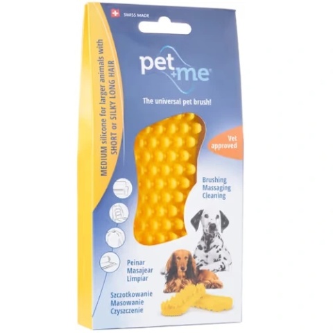 Pet+Me Medium Silicone Brush Yellow – silikonowa szczotka dla psa,Profesjonalna pielęgnacja sierści