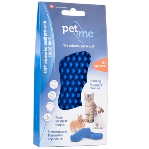 Pet+Me Soft Silicone Brush Blue-szczotka silikonowa dla małych psów z niewielką ilością lub bez podszerstka, kotów krótkowłosych