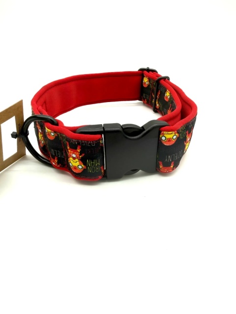 KENDOG Obroża dla psa HANDMADE „Iron Man” – brudoodporna M 4 cm(41-66 cm)