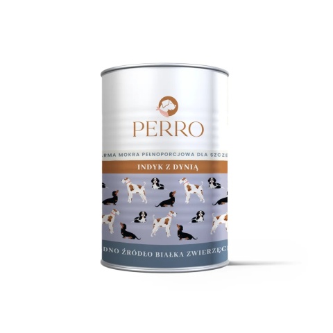 PERRO JUNIOR Indyk z dynią 400g – bezzbożowa karma mokra dla szczeniąt
