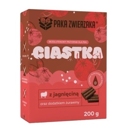 Paka Zwierzaka Ciastka Jagnięcina z Żurawiną 200g - bezglutenowe ciastka dla psa