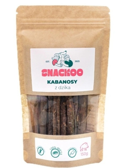 Snackoo Kabanosy z dzika 100% mięsa 150 g-przysmak dla psa