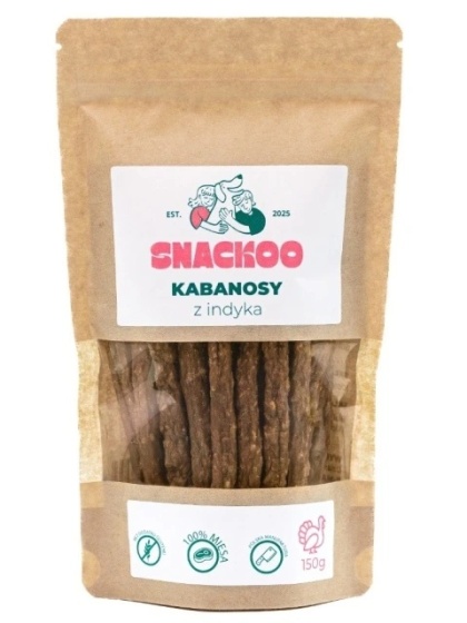 Snackoo Przysmak dla psa - kabanosy z indyka 100% mięsa 150 g
