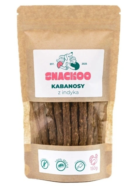 Snackoo Przysmak dla psa - kabanosy z indyka 100% mięsa 150 g