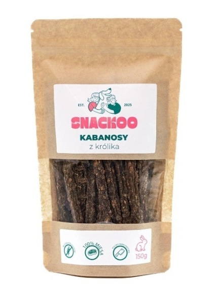 Snackoo Przysmak dla psa - kabanosy z królika 100% mięsa 150 g