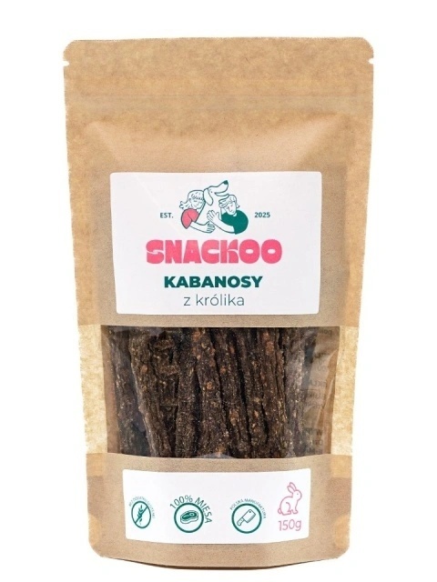 Snackoo Przysmak dla psa - kabanosy z królika 100% mięsa 150 g