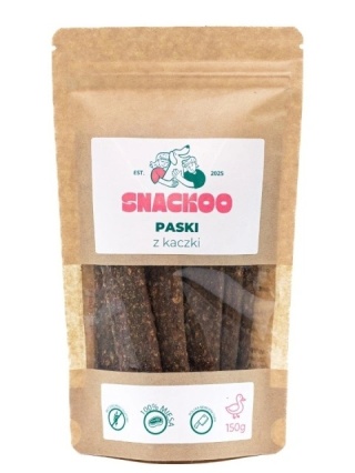 Snackoo Przysmak dla psa -paski mięsne z kaczki 100% mięsa 150 g