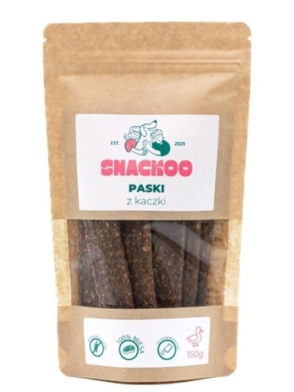 Snackoo Przysmak dla psa -paski mięsne z kaczki 100% mięsa 150 g
