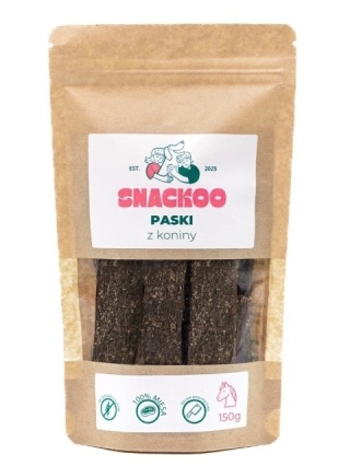 Snackoo Przysmak dla psa – paski mięsne z koniny 100% mięsa 150 g