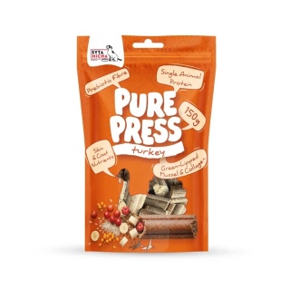 Syta Micha Pure Press Turkey – Smaczki tłoczone na zimno z indykiem dla psa 150 g