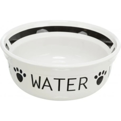TRIXIE Miska ceramiczna Water, dla psa i kota, biało/czarna, 0.25 l/13 cm
