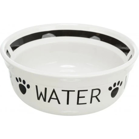 TRIXIE Miska ceramiczna Water, dla psa i kota, biało/czarna, 0.25 l/13 cm
