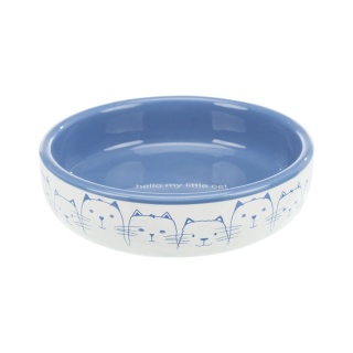 TRIXIE Miska dla kotów ras krótkopyskich, ceramiczna, 0.3 l/o 15 cm, jasnoniebieski/biały