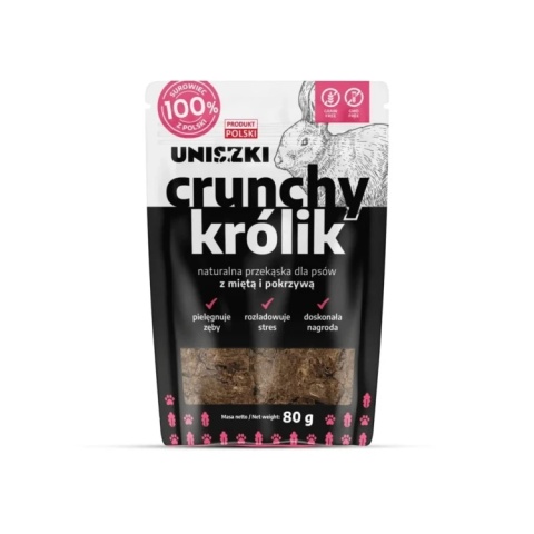 UNISZKI Crunchy Królik z Miętą i Pokrzywą 80 g – Naturalne Przysmaki dla Psa