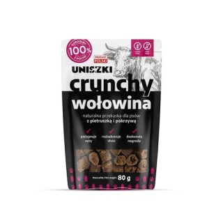Uniszki Crunchy wołowina – Pietruszka Pokrzywa 80g- przysmak dla psa