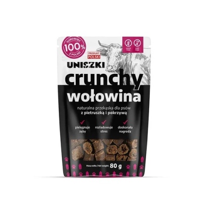Uniszki Crunchy wołowina – Pietruszka Pokrzywa 80g- przysmak dla psa