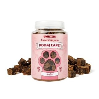 Uniszki Podaj Łapę – Trenerki Królik 150 g – naturalne przysmaki treningowe dla psa