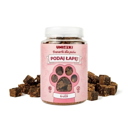 Uniszki Podaj Łapę – Trenerki Królik 150 g – naturalne przysmaki treningowe dla psa