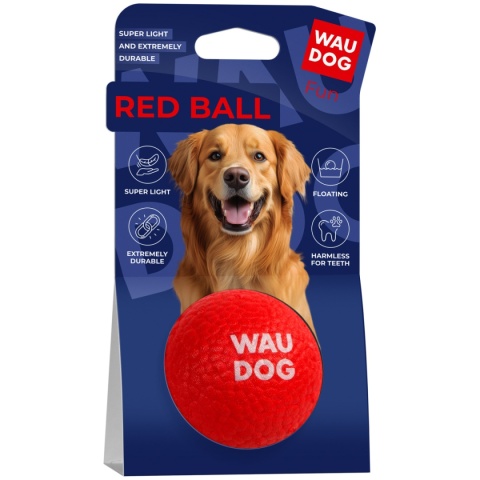 WAUDOG Fun Red Ball – ultralekka i wytrzymała piłka dla psa 70mm