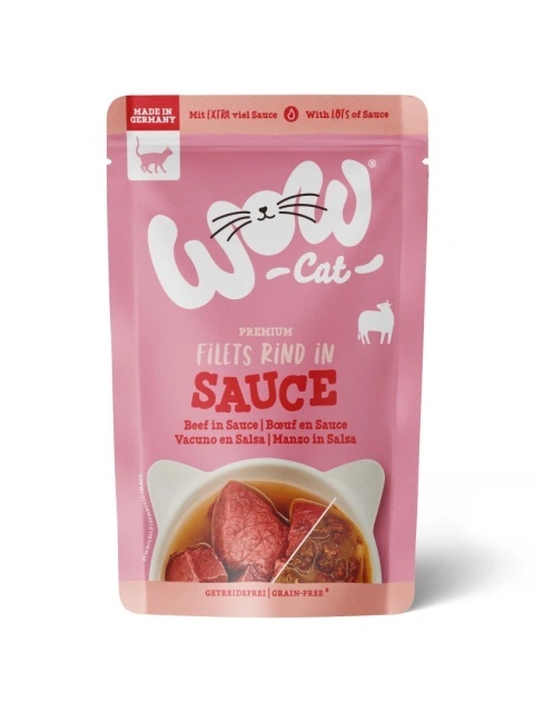 WOW CAT Rind in sauce - kawałki wołowiny w sosie (85g)-karma mokra dla kota