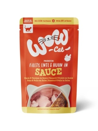 WOW CAT Filets Ente Huhn in sauce - kawałki kaczki i kurczaka w sosie (85g)-mokra karma dla kota