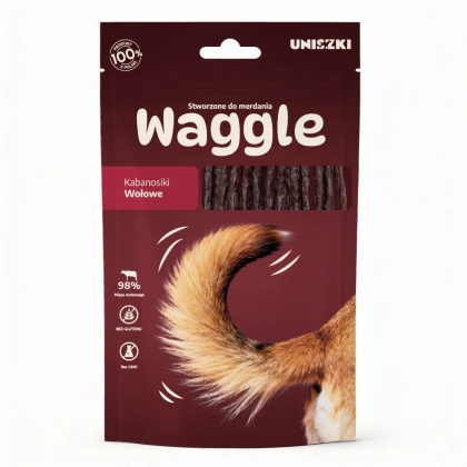 Uniszki Waggle Wołowina – miękki kabanos dla psa z 98% mięsa wołowego